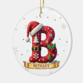 Kerstmuts Rode Kerst Letter B Naam Keramisch Ornament (Links)
