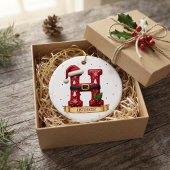 Kerstmuts Rode Kerst Letter H Naam Keramisch Ornament