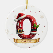 Kerstmuts Rode Kerst Letter O Naam Keramisch Ornament (Voorkant)
