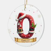 Kerstmuts Rode Kerst Letter O Naam Keramisch Ornament (Links)