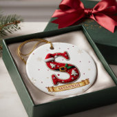 Kerstmuts Rode Kerst Letter S Naam Keramisch Ornament