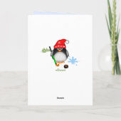 Kerstmuts, rode sjaal Uil & aangepaste tekst Kerst Feestdagen Kaart (Achterkant)