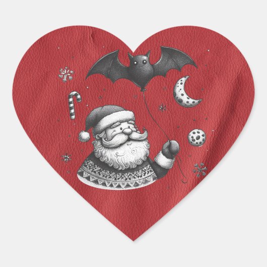 Kerstmuts Rood Hart Sticker (Voorkant)