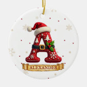 Kerstmuts Rood Kerst Letter A Naam Keramisch Ornament (Voorkant)