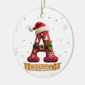 Kerstmuts Rood Kerst Letter A Naam Keramisch Ornament (Links)