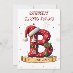 Kerstmuts Rood Kerst Letter B Naam Feestdagenkaart