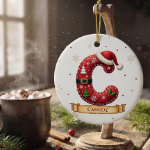 Kerstmuts Rood Kerst Letter C Naam