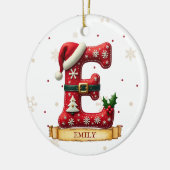 Kerstmuts Rood Kerst Letter E Naam Keramisch Ornament (Links)