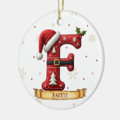 Kerstmuts Rood Kerstmis Letter F Naam Keramisch Ornament (Links)