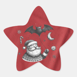 Kerstmuts Rood Ster Sticker