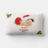 Kerstmuts Rood Stippen Baby Meisje Kussen (Achterkant)