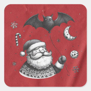 Kerstmuts Rood Vierkante Sticker