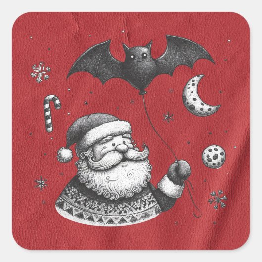 Kerstmuts Rood Vierkante Sticker (Voorkant)