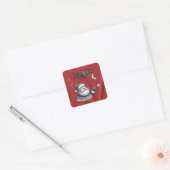 Kerstmuts Rood Vierkante Sticker (Envelop)