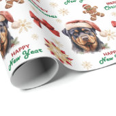 Kerstmuts Rottweiler Hond Kerstmis Cadeaupapier (Rol Hoek)