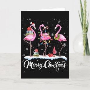Kerstmuts Santa Flamingo Licht Kerstmis Kaart