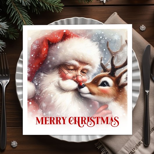 Kerstmuts Santa Rudolph Kerstmis Set servetten