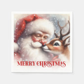Kerstmuts Santa Rudolph Kerstmis Set servetten (Voorkant)