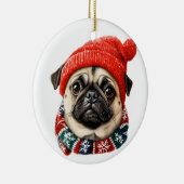 Kerstmuts schattige pug keramisch ornament (Rechts)