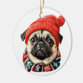 Kerstmuts schattige pug keramisch ornament (Links)