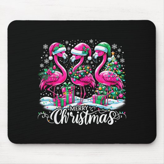 Kerstmuts Sinterklaas Flamingo Licht Kerstmis Muismat (Voorkant)