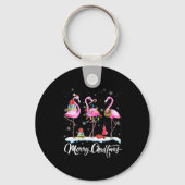 Kerstmuts Sinterklaas Flamingo Licht Kerstmis Sleutelhanger (Voorkant)