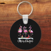 Kerstmuts Sinterklaas Flamingo Licht Kerstmis Sleutelhanger (Voorkant)