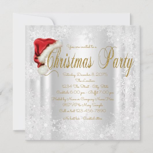Kerstmuts Sneeuwvlok Kerstfeest Uitnodigingen (Voorkant)