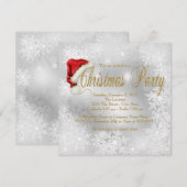 Kerstmuts Sneeuwvlok Kerstfeest Uitnodigingen (Voorkant / Achterkant)