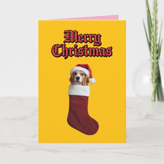 Kerstmuts voor Beagle Feestdagen Kaart (Voorkant)