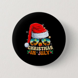 Kerstmuts Zonnebril Strand Kerstmis In Juli Zomer Ronde Button 5,7 Cm