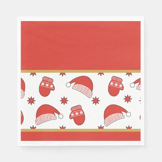 Kerstmutsen en handschoenen servet (Voorkant)