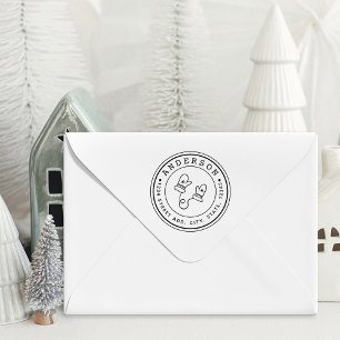 Kerstmutsen familienaam circulaire adres rubberstempel