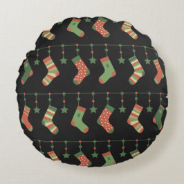 Kerstmutsen feestelijke slinger rond kussen