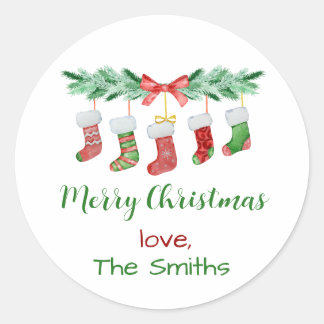 Kerstmutsen Garland Ronde Sticker