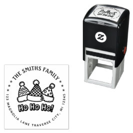 Kerstmutsen ho ho ho retouradres  zelfinktende stempel