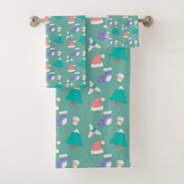 Kerstmutsen, Kerstmannen en Sneeuwmannen Bad Handdoek