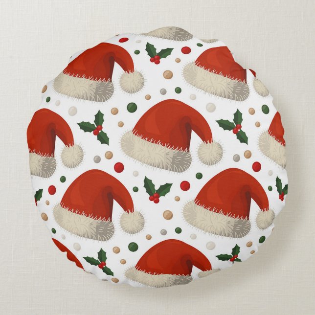 Kerstmutsen Rond Kussen (Achterkant)