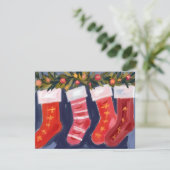 Kerstmutsen | Slinger Zalig Kerstfeest Feestdagenkaart (Staand voorkant)