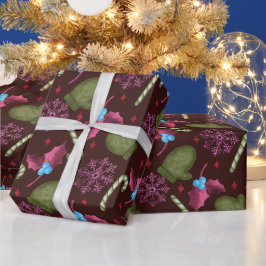 Kerstmutsen, Sneeuwvlokken, Pepermuntstokken Cadeaupapier