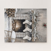 Kerstmutsen Vakantie Haard Legpuzzel (Horizontaal)