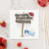 Kerstmutsen van papier, Prettig Kerstfeest Servet (Insitu)