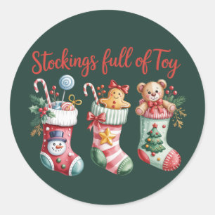 Kerstmutsen Vol Met Vreugde Vakantie Preppy Ronde Sticker