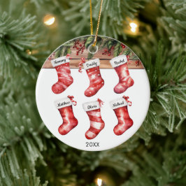 Kerstmutsen voor een gezin van 6 waterverf keramisch ornament