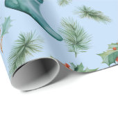 Kerstmutsen Winterbessen Kerstmis Cadeaupapier (Rol Hoek)