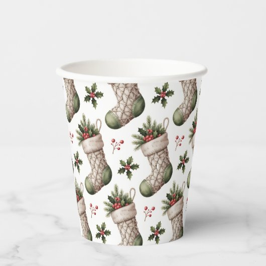 Kerstmutsen Winterbessen Papieren Bekers (Voorkant)