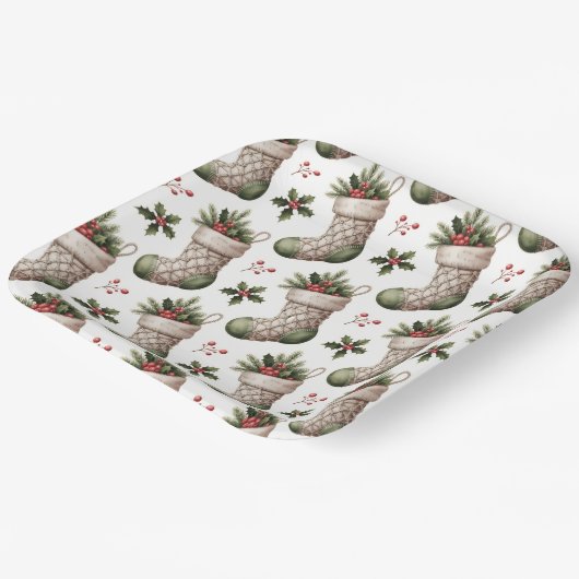 Kerstmutsen Winterbessen Papieren Bordje (Gebogen)