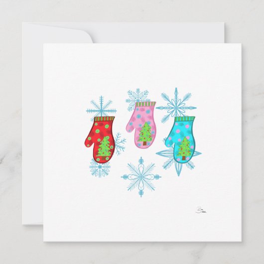 Kerstmutsen_wit Plat Kerstkaart Kaart (Voorkant)