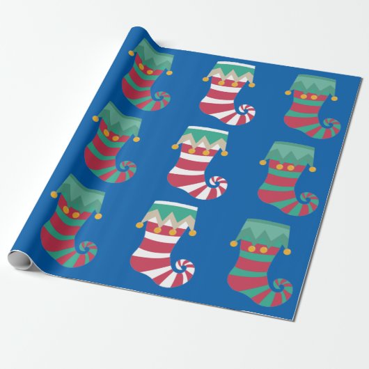 Kerstmutsen Wrap-around Cadeaupapier (Uitgerold)