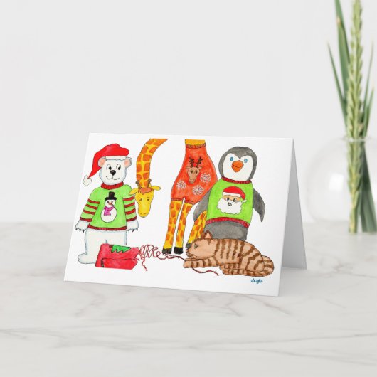 Kerstmutsenwedstrijd Feestdagen Kaart (Voorkant)